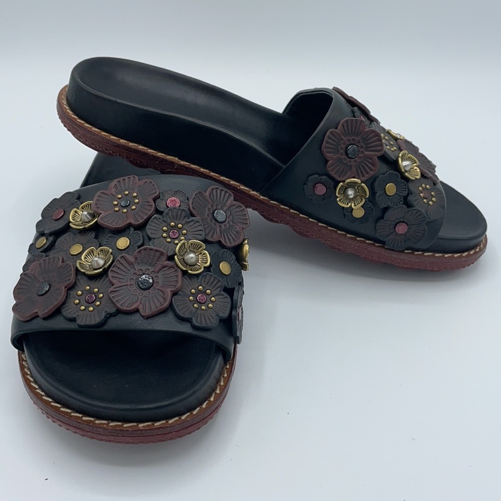 Coach Tea Rose Sport Slide Black Size 5B